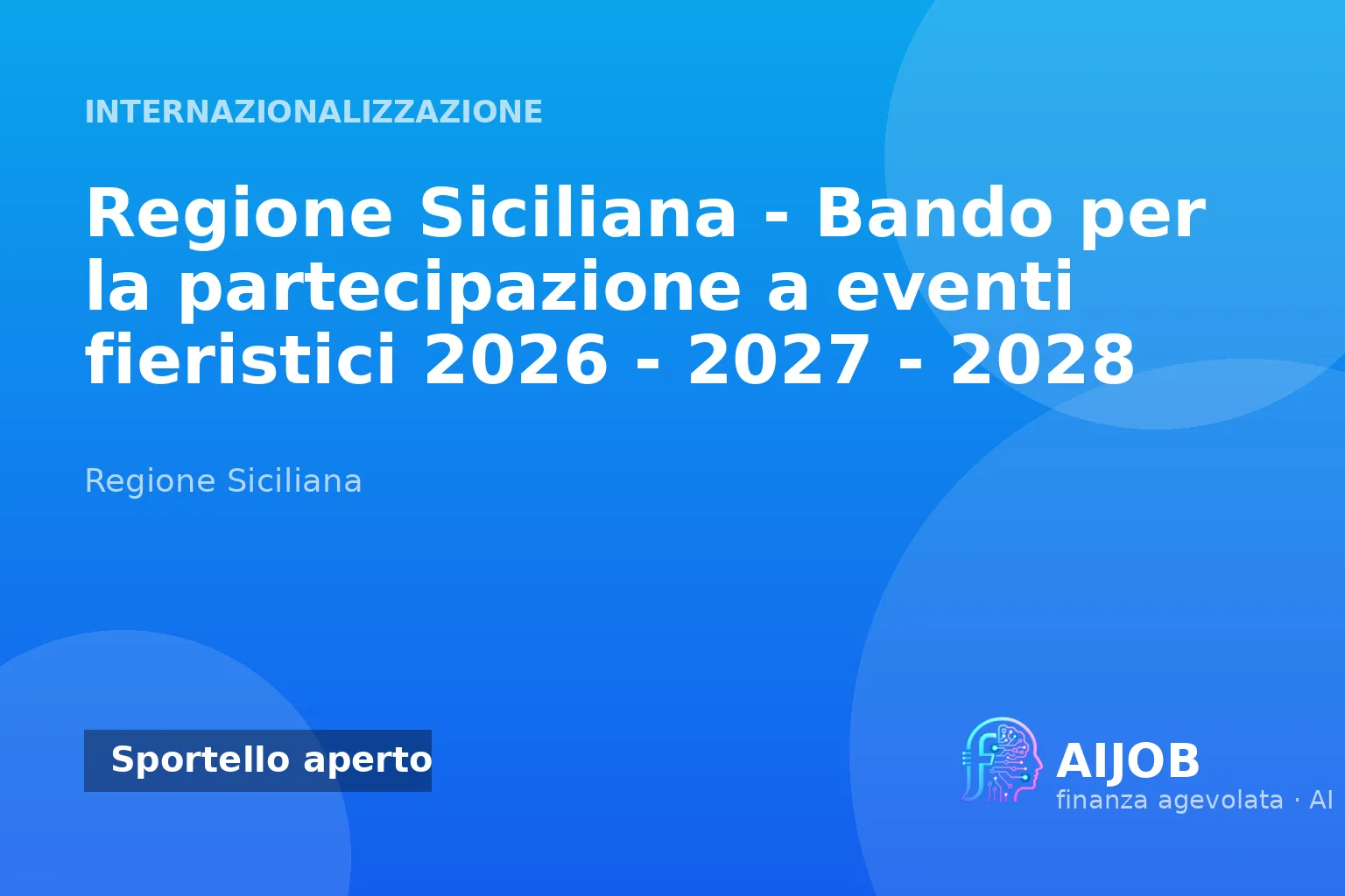 Bando Regione Siciliana eventi fieristici 2026-2027-2028