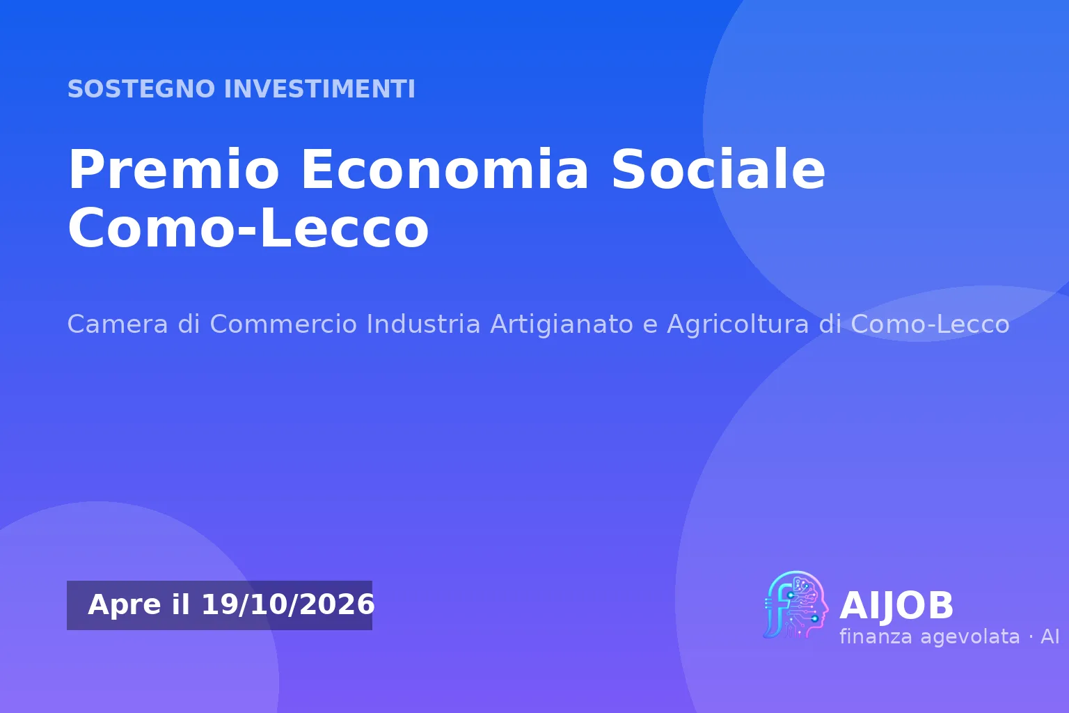 Premio Economia Sociale Como-Lecco: contributi fino a 5.000 euro