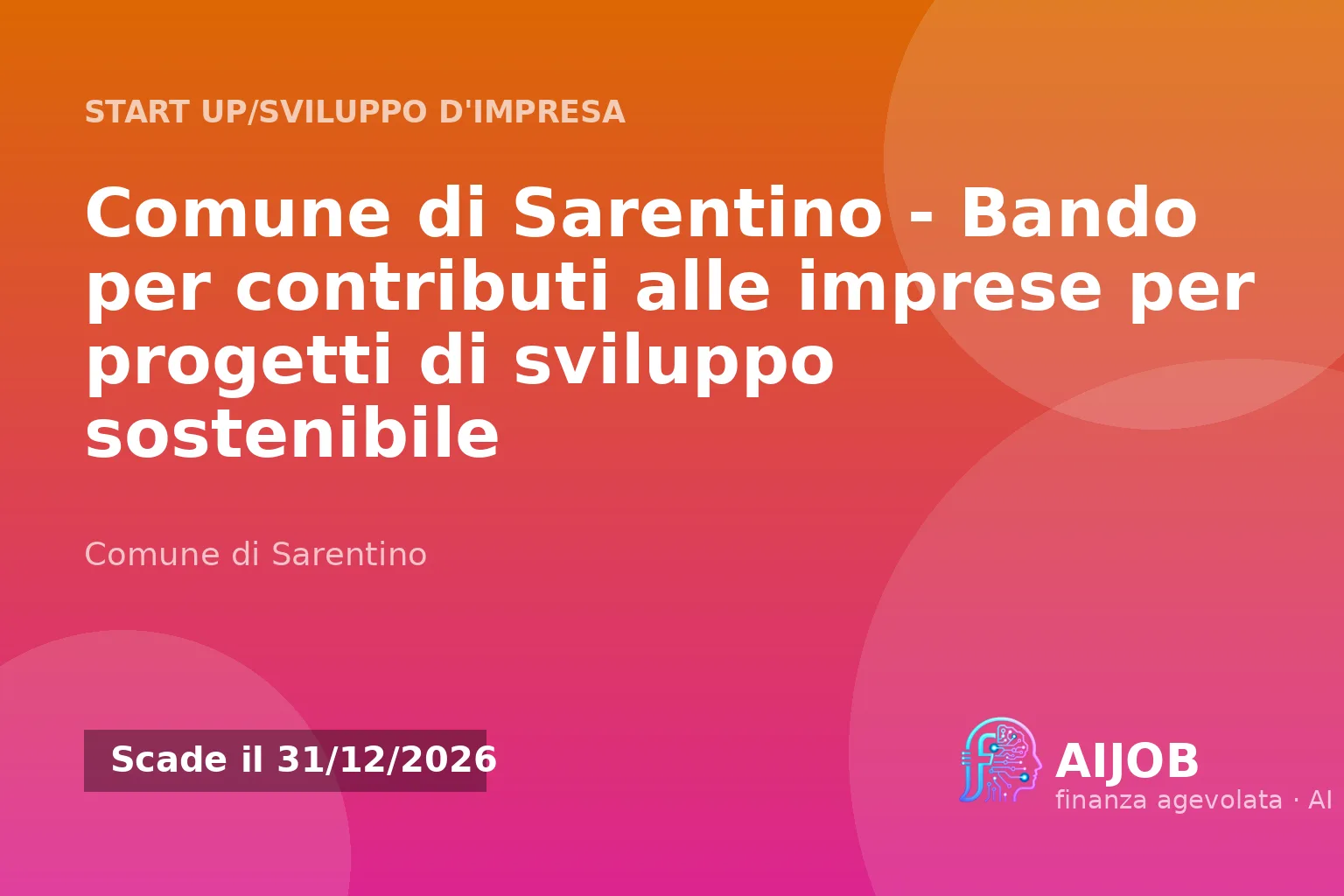 Comune di Sarentino: contributi alle imprese per progetti di sviluppo sostenibile