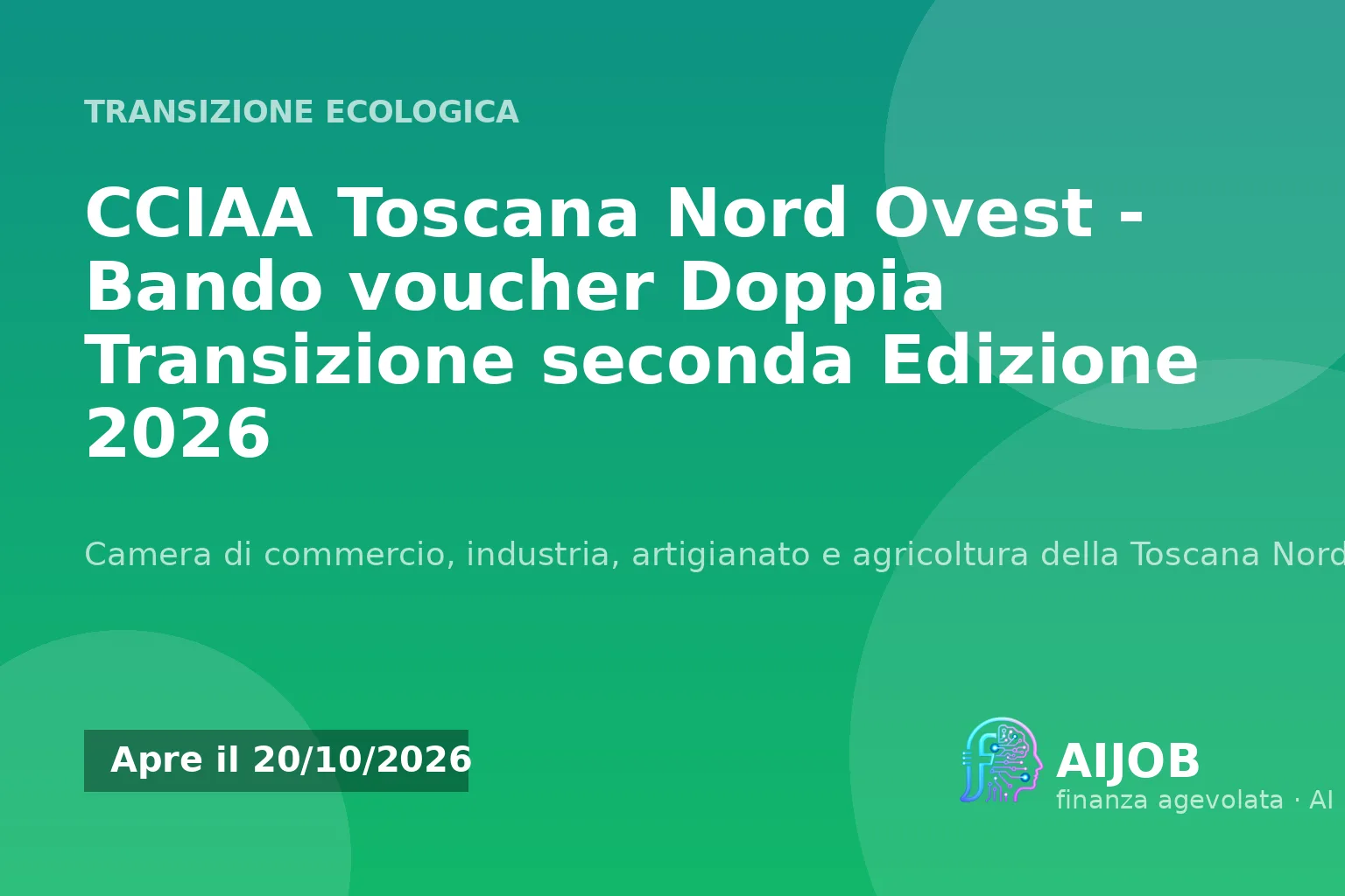 Bando voucher Doppia Transizione Toscana Nord Ovest, seconda edizione 2026