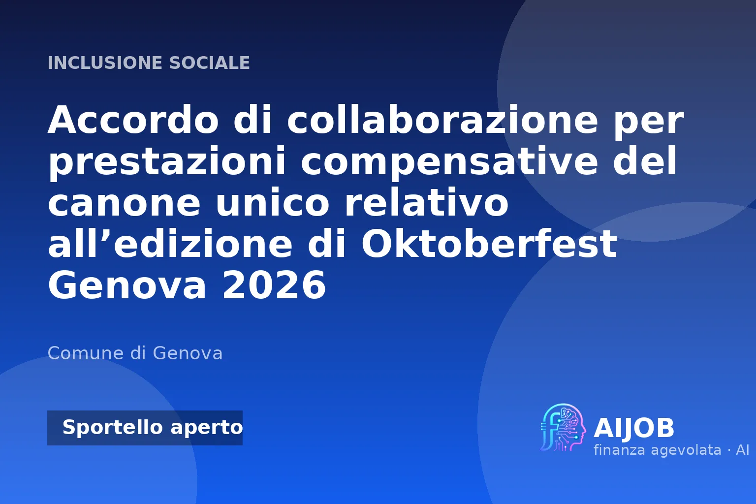 Oktoberfest Genova 2026: accordo con il Comune per compensare il canone unico