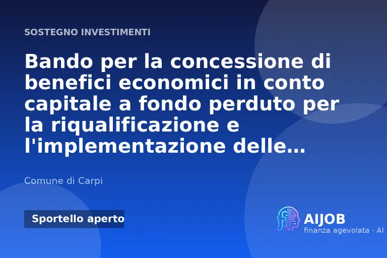 Hub urbano centro storico di Carpi: fondo perduto fino a 30.000 euro