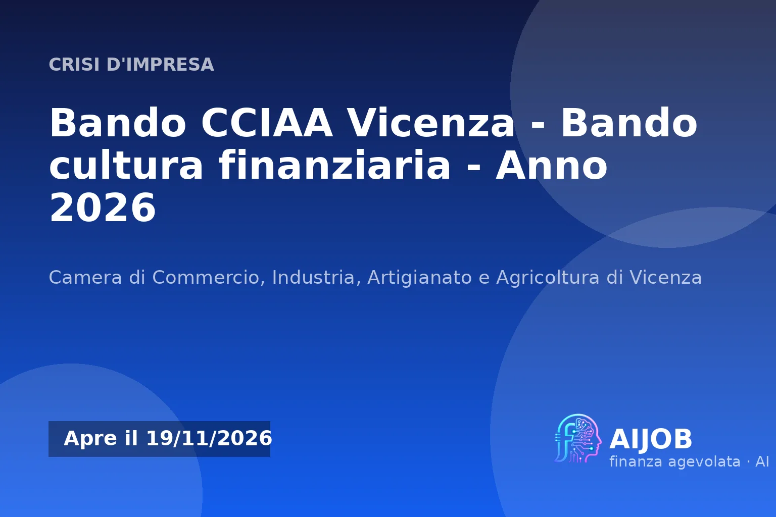 Bando CCIAA Vicenza - Bando cultura finanziaria - Anno 2026