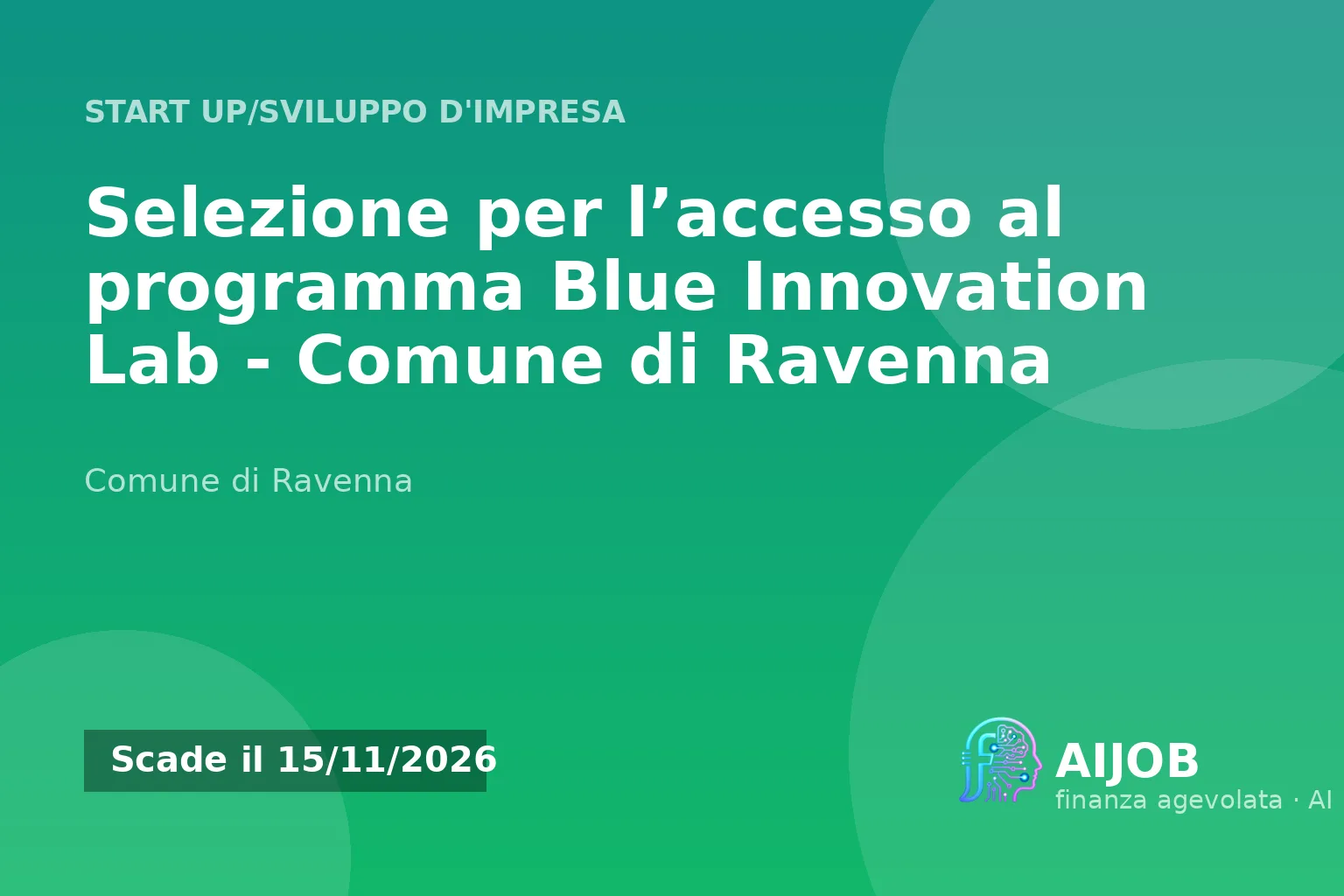Selezione per l’accesso al programma Blue Innovation Lab - Comune di Ravenna